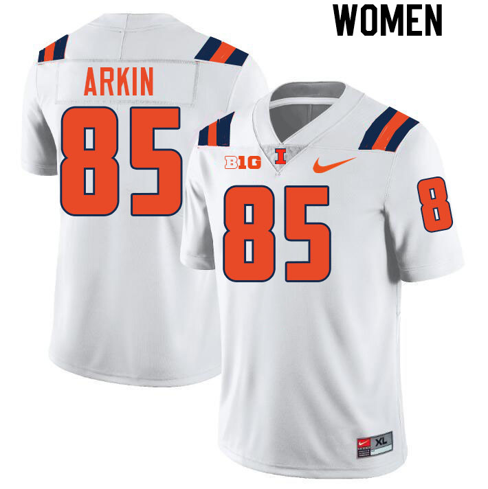 Women #85 Tanner Arkin Illinois Fighting Illini College Football Jerseys Stitched-White